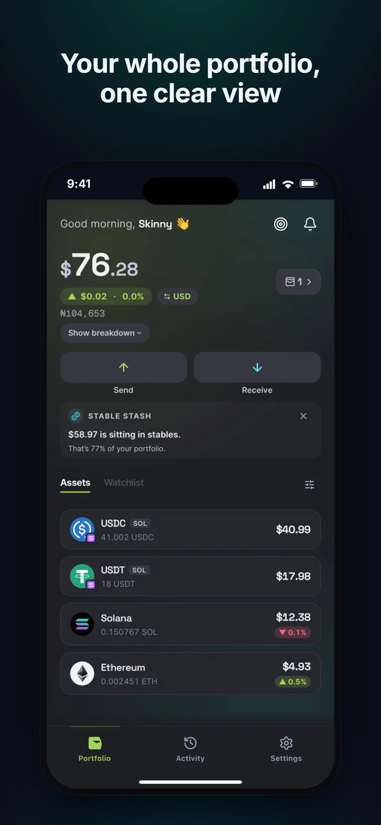 Sefa portfolio — your whole portfolio in one clear view