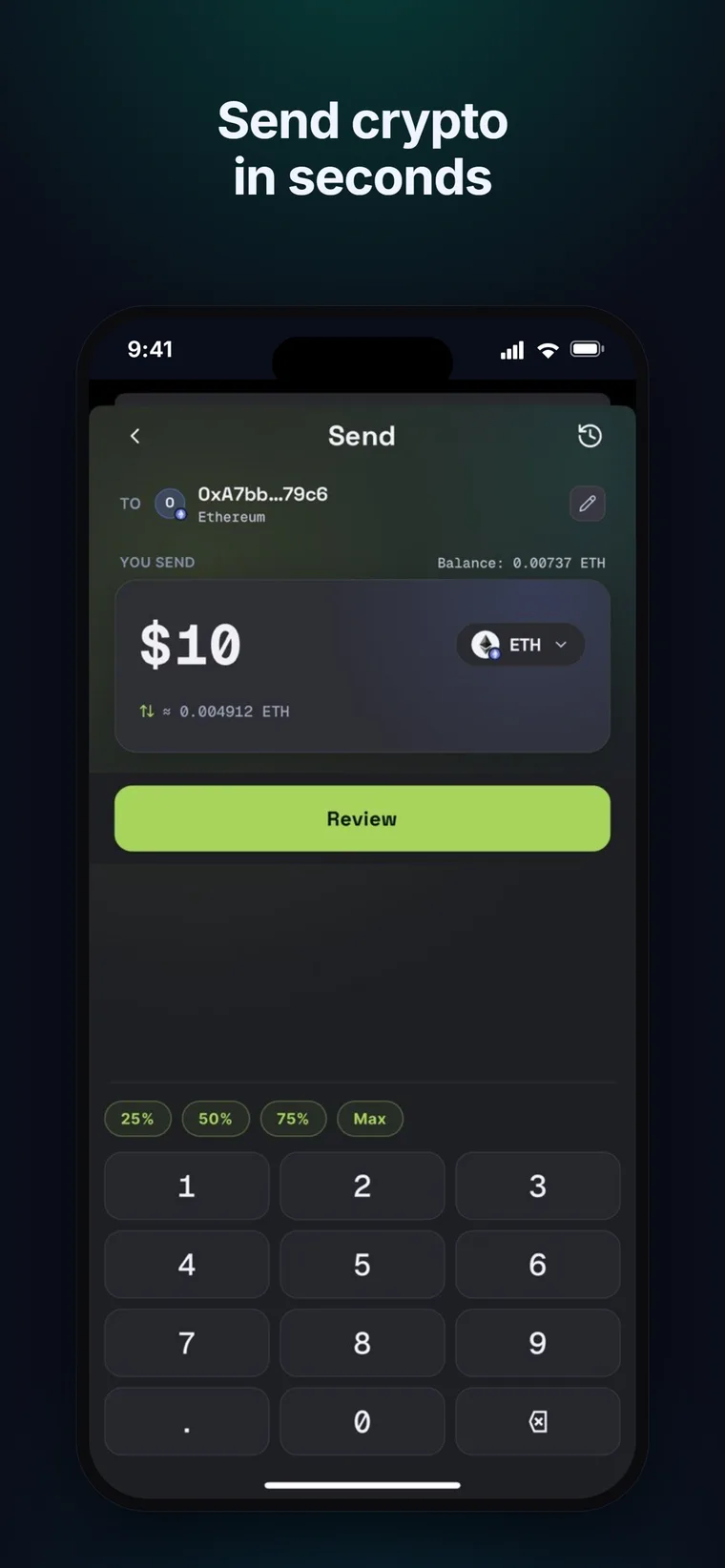 Sefa send — send crypto in seconds